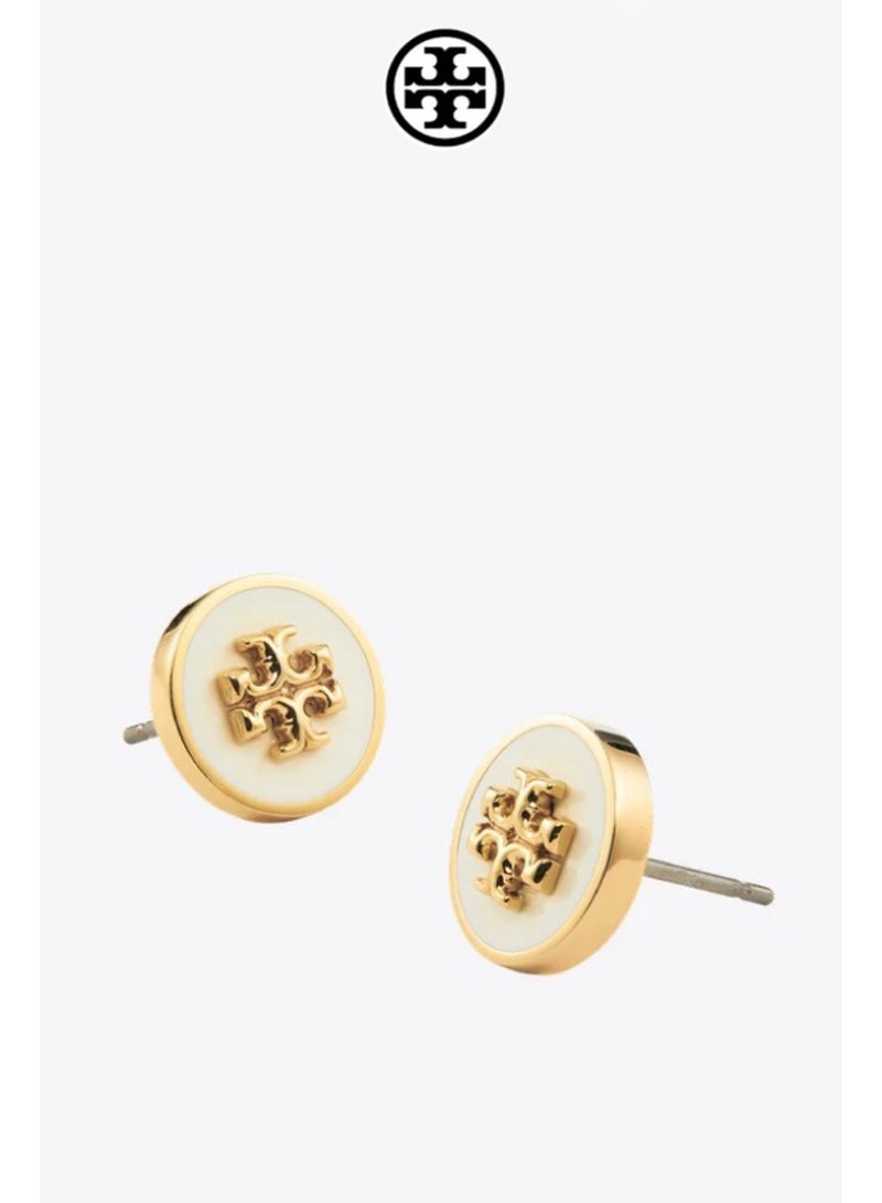 Burch TB enamel white round earrings - Image 4