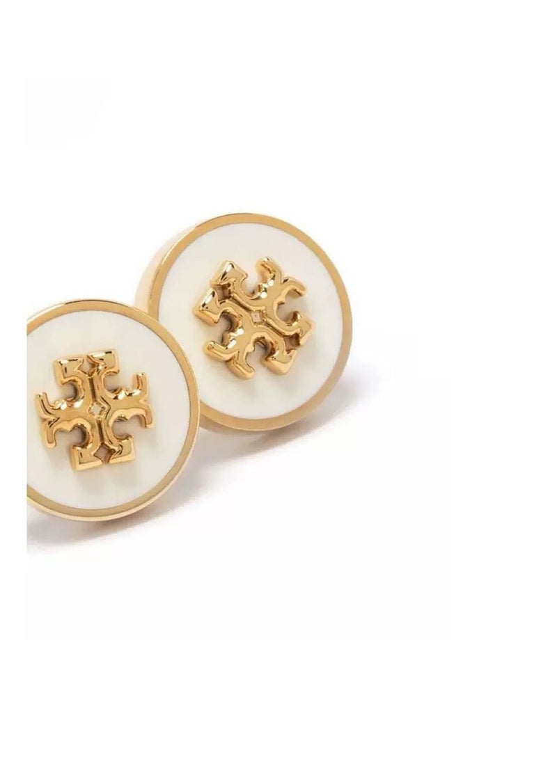 Burch TB enamel white round earrings - Image 3