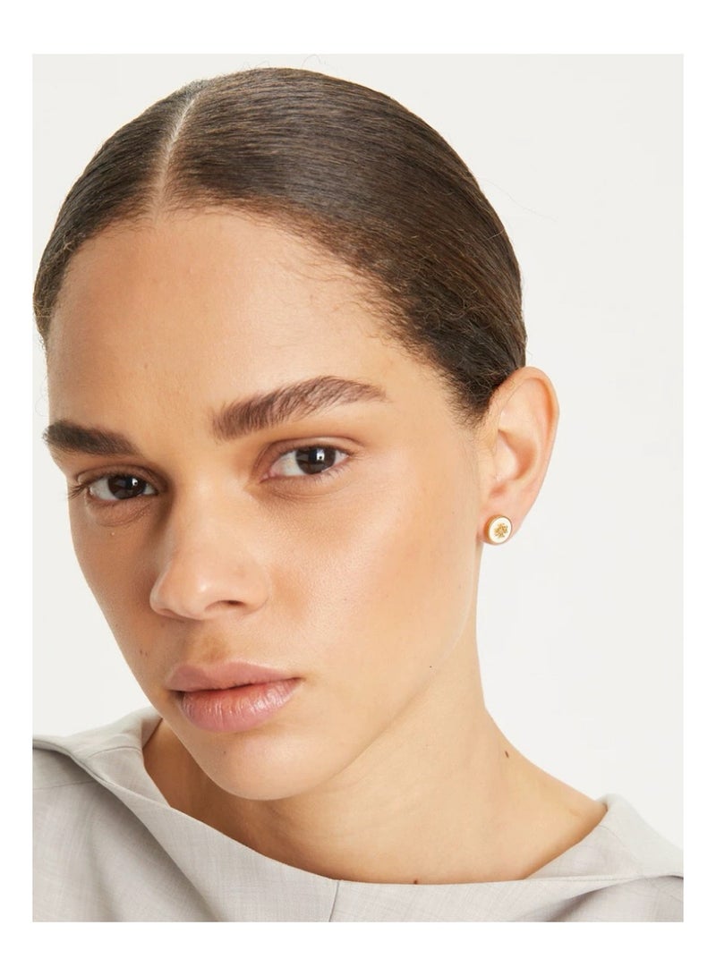 Burch TB enamel white round earrings - Image 2