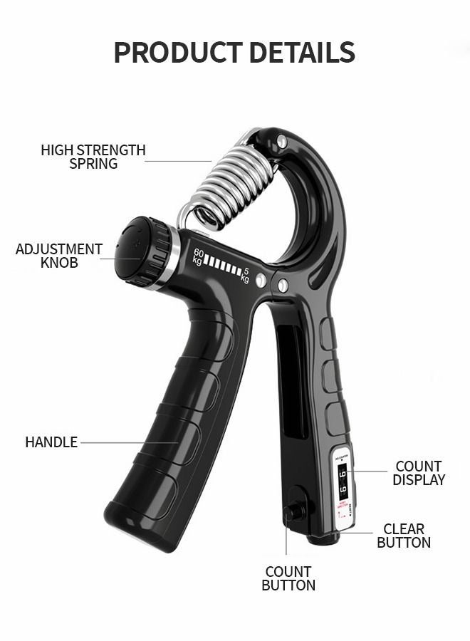 Zuelnote Hand Grip Strengthener 2 Pack, Grip Strength Trainer, Finger Forearm Exerciser with Counter, Adjustable Resistance Forearm Strengthener for Muscle Building and Injury Recovery - Image 3