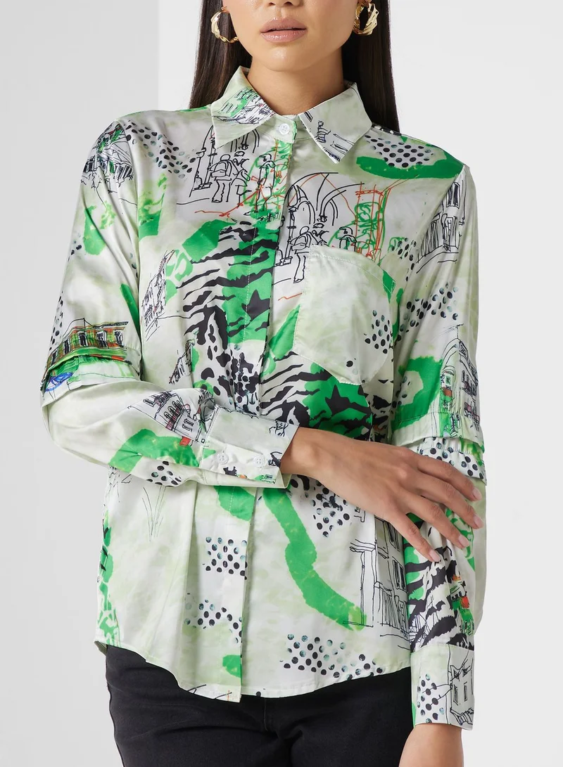 ELLA Printed Button Down Shirt