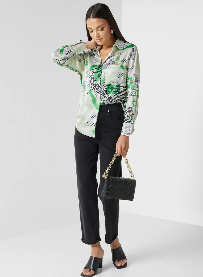 ELLA Printed Button Down Shirt