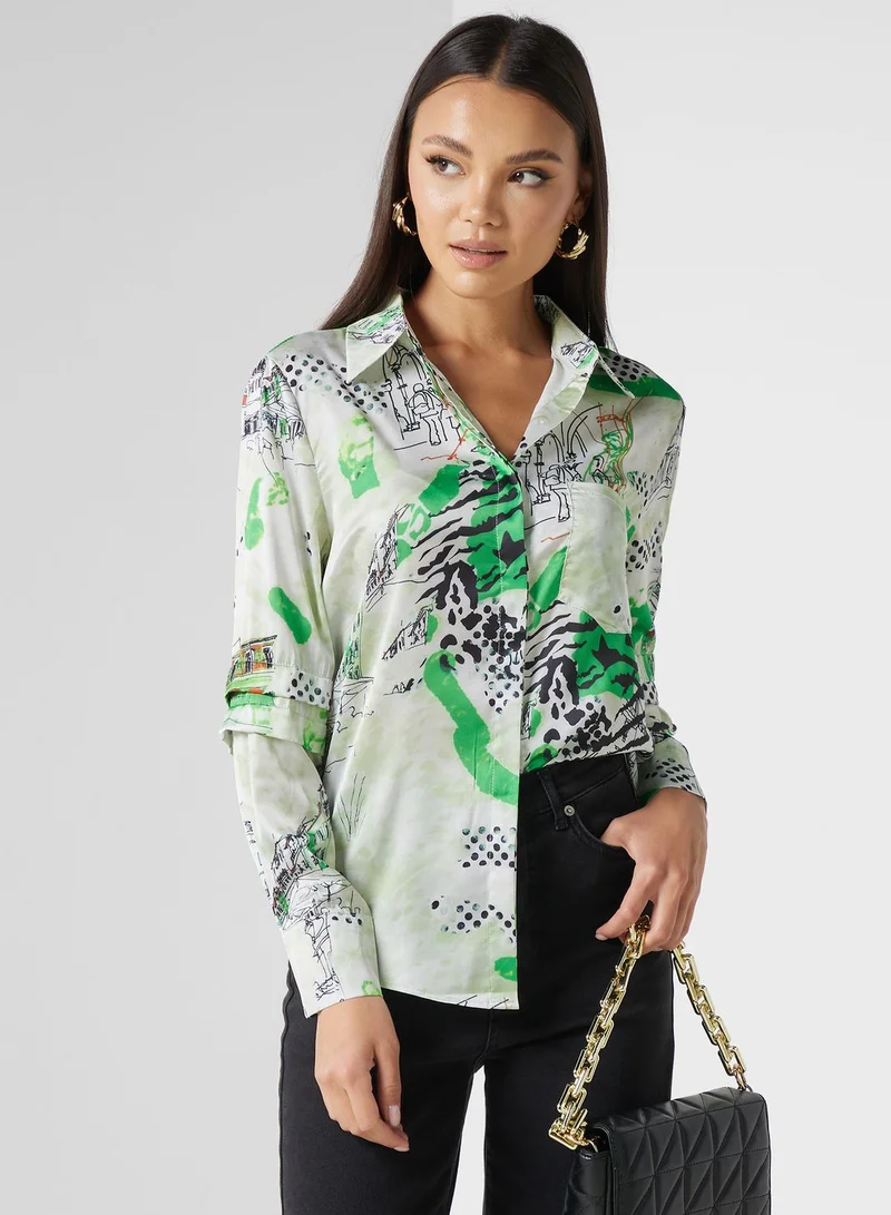 ELLA Printed Button Down Shirt