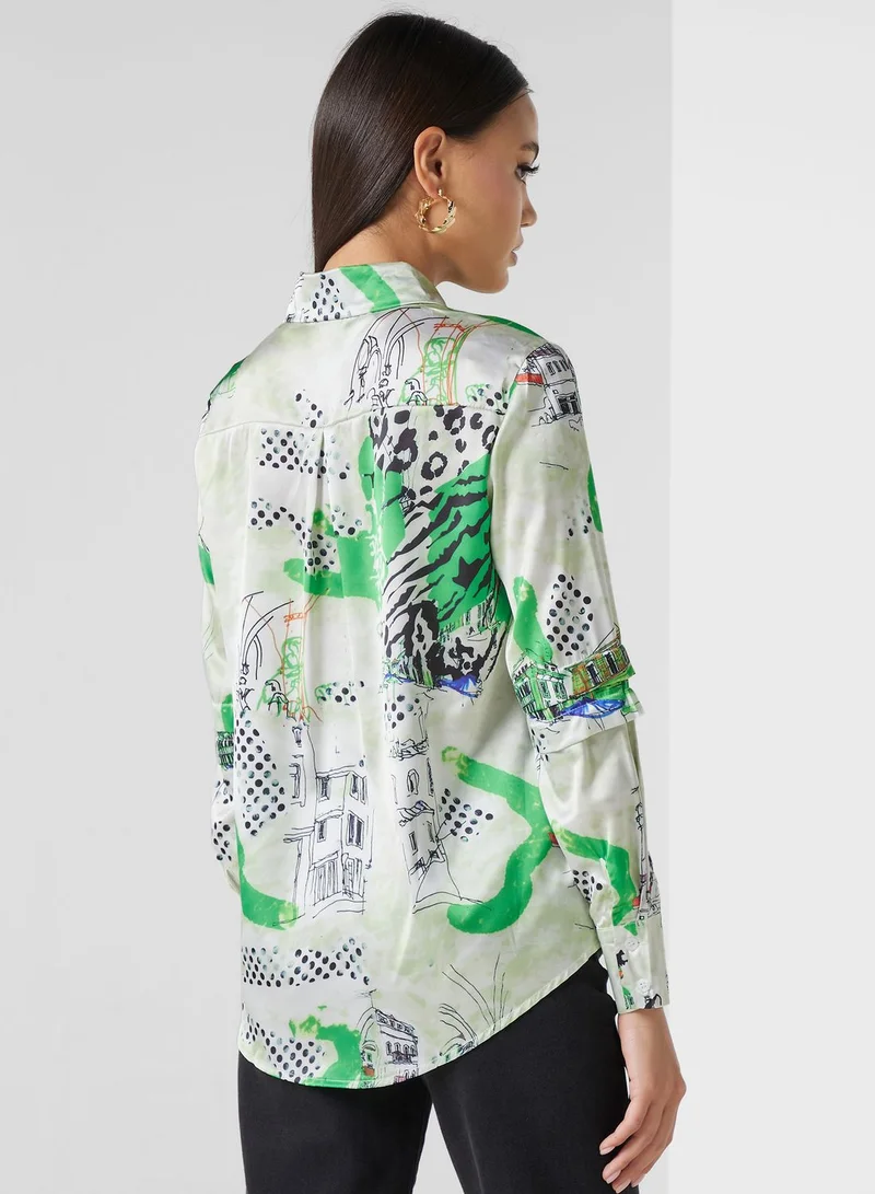 ELLA Printed Button Down Shirt