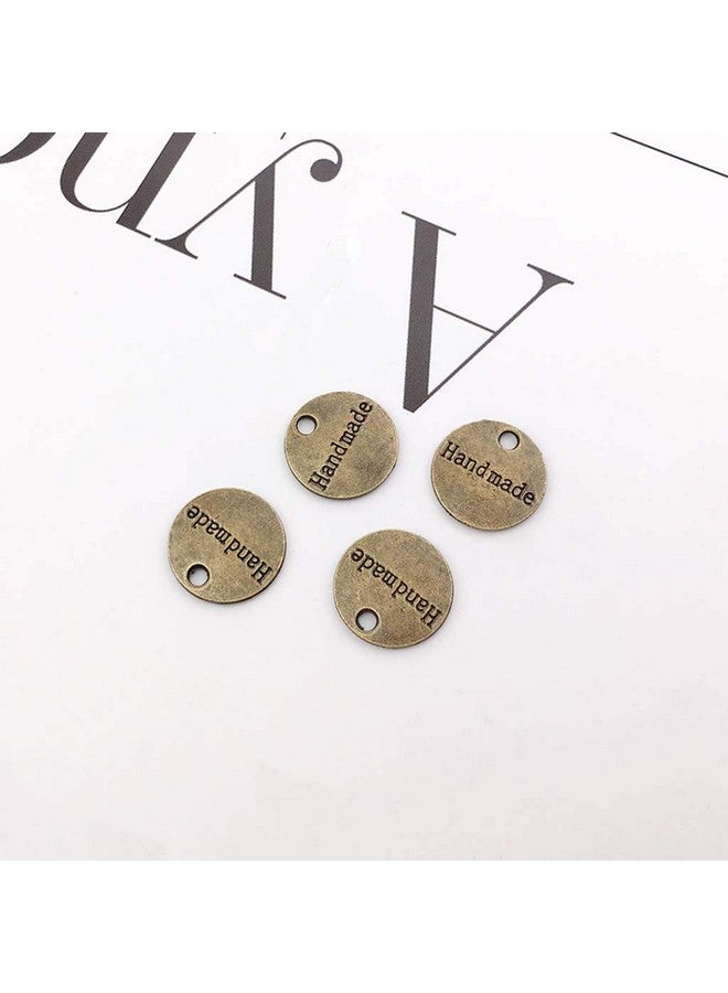 Juland 60Pcs Handmade Metal Tags Alloy Hand Made Pendant Bead Charm Metal Label Tag Signs For Diy Jewelry Making Crafts Findings Gift 14Mm Round Bronze Tone - Image 4