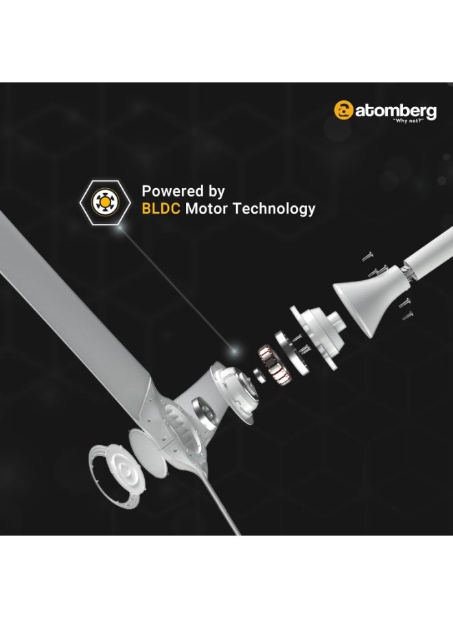 atomberg Aris Starlight BLDC Ceiling Fan 1200mm Best-in-class Air Delivery Smart IoT Remote Silent Operation LED Underlight | BEE 5star Rated | Free Installation | 5 Year Warranty (Marble White) - Image 2