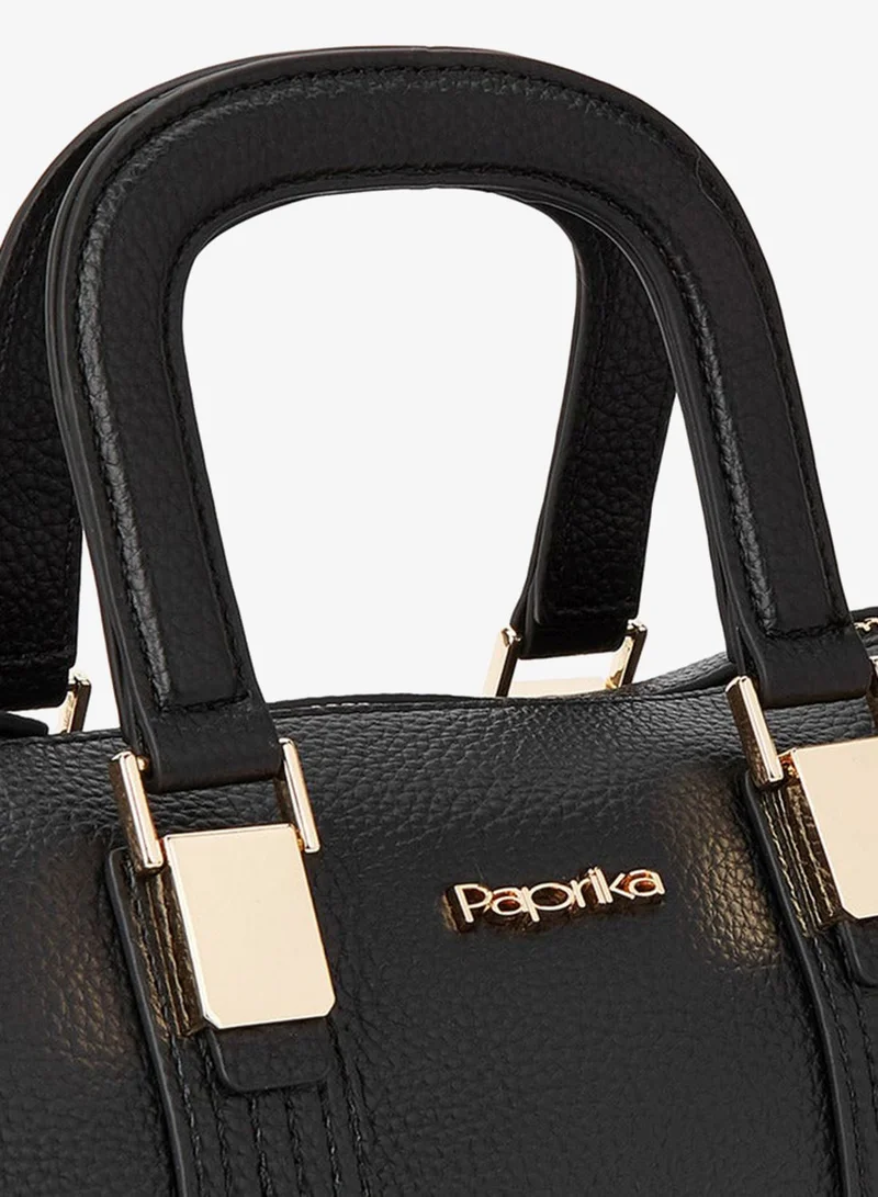 Paprika Textured Tote Bag with Detachable Strap and Zip Closure