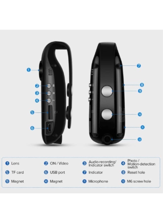 Mini Body Camera with Audio and Video Recording 1080P 64GB Motion Detection Video Recorder Wearable POV Camcorder with Magnetic Pocket Portable DV for Cycling,Pets,Walking,Travaling（With 64GB SD Card And Card Reader） - Image 5