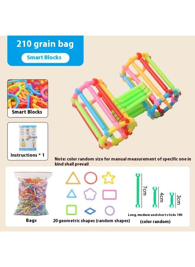 210-Piece Colorful Building Block Toys Set Durable Sturdy Portable，Great Toy for Both Boys and Girls - Image 2