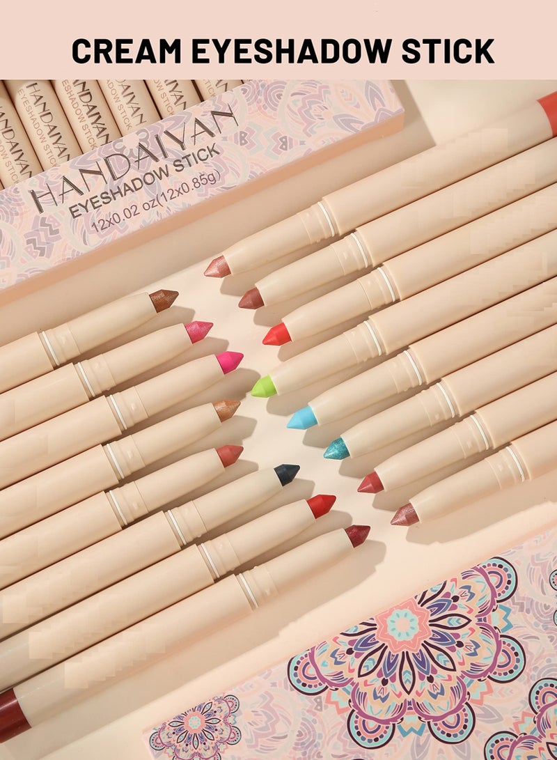 Eyeshadow Stick Colorful Set Shimmer Glitter Pearl Cream EyeShadow Stick Eyeshadow Crayon Shiny Colored Sticks Eyeshadow Pen Eye Makeup Long Lasting Smooth Eye shadow Stick - Image 4
