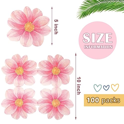 Qilery 100 Pcs Decorative Floral Paper Napkins Disposable Flower Shaped Cocktail Napkins for Bridal Baby Shower Wedding Birthday Summer Dinner Party Tableware Decor(Pink) - Image 2