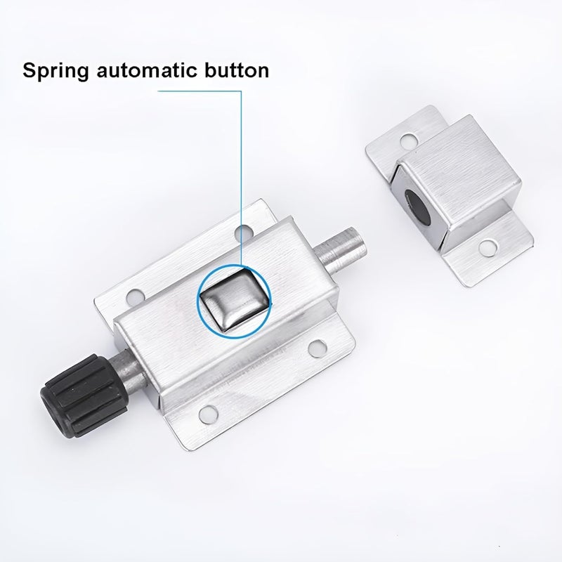 DIKPUL GROUP Stainless Steel Door Spring Lock Push Button Spring Loaded Latch RingPull Spring Loaded auto Sliding latches with Security Hardware Tool Accessories - Image 2