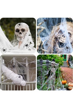 SYOSI Cobweb Decorations, Spider Webs Decor with 30 Extra Fake Spiders, Spooky Cabin Decor, 280g Spider Web Cotton, Super Stretch Cobwebs for Indoor and Outdoor Haunted House Decor  - Image 5