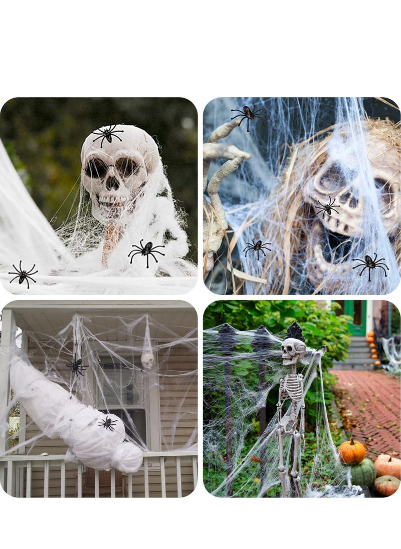 SYOSI Cobweb Decorations, Spider Webs Decor with 30 Extra Fake Spiders, Spooky Cabin Decor, 280g Spider Web Cotton, Super Stretch Cobwebs for Indoor and Outdoor Haunted House Decor  - Image 5
