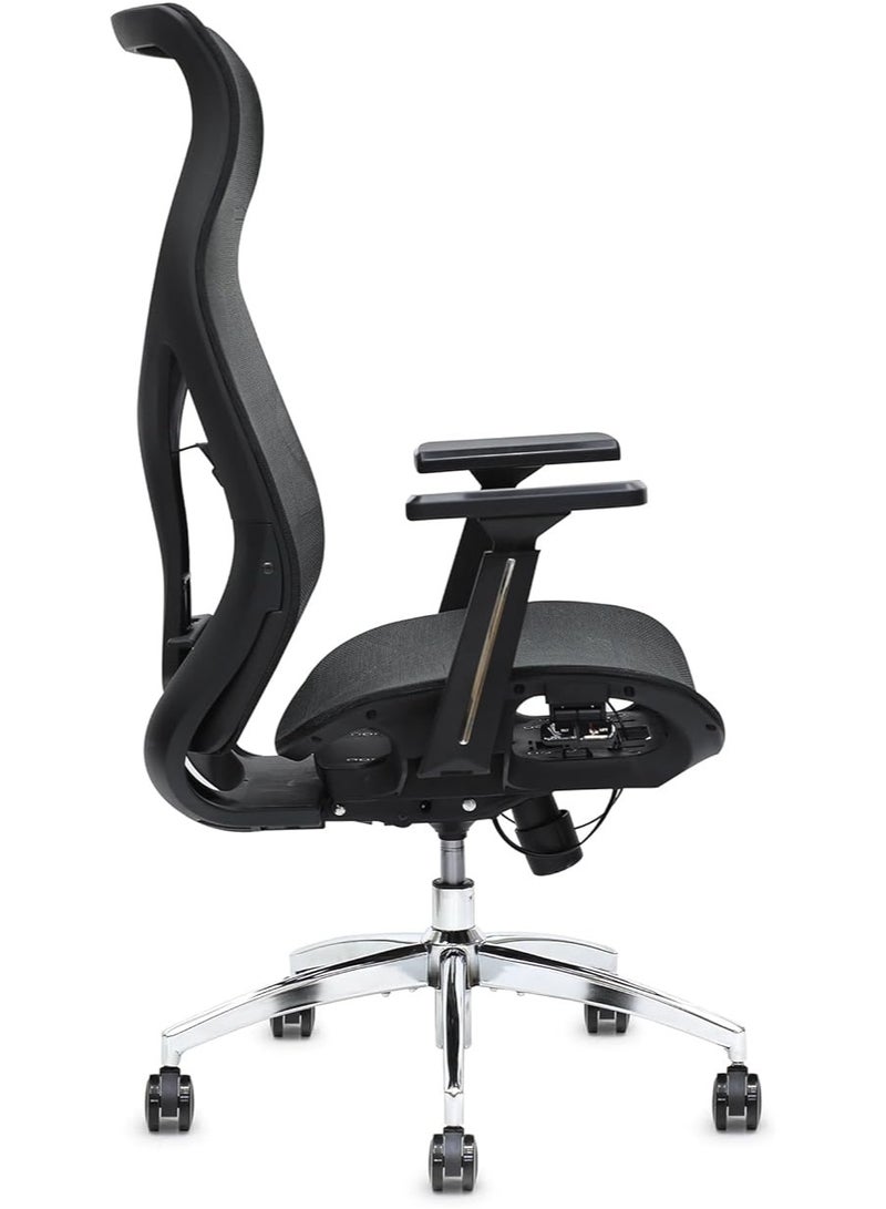 Multi Home Furniture Ergonomic Mesh Office Chair MH-2258-Black with 3D Adjustable Armrests – High-Back, Breathable, Lumbar Support & Recline Function (Black) - Image 1
