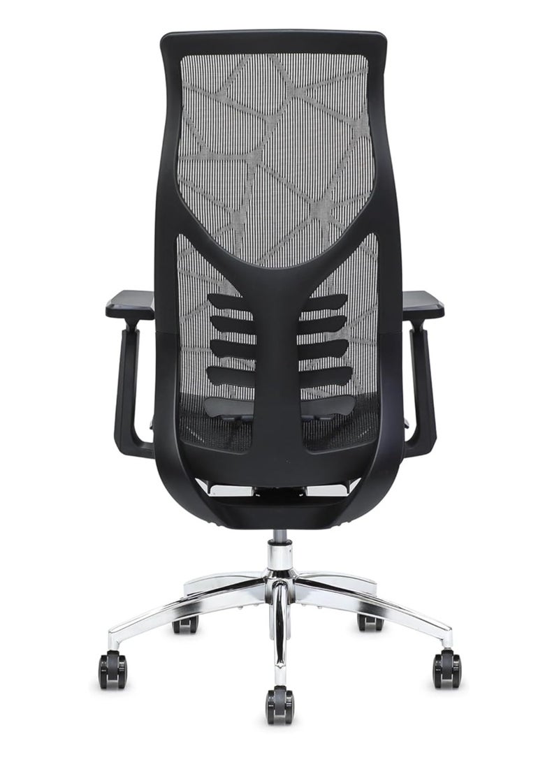 Multi Home Furniture Ergonomic Mesh Office Chair MH-2258-Black with 3D Adjustable Armrests – High-Back, Breathable, Lumbar Support & Recline Function (Black) - Image 2