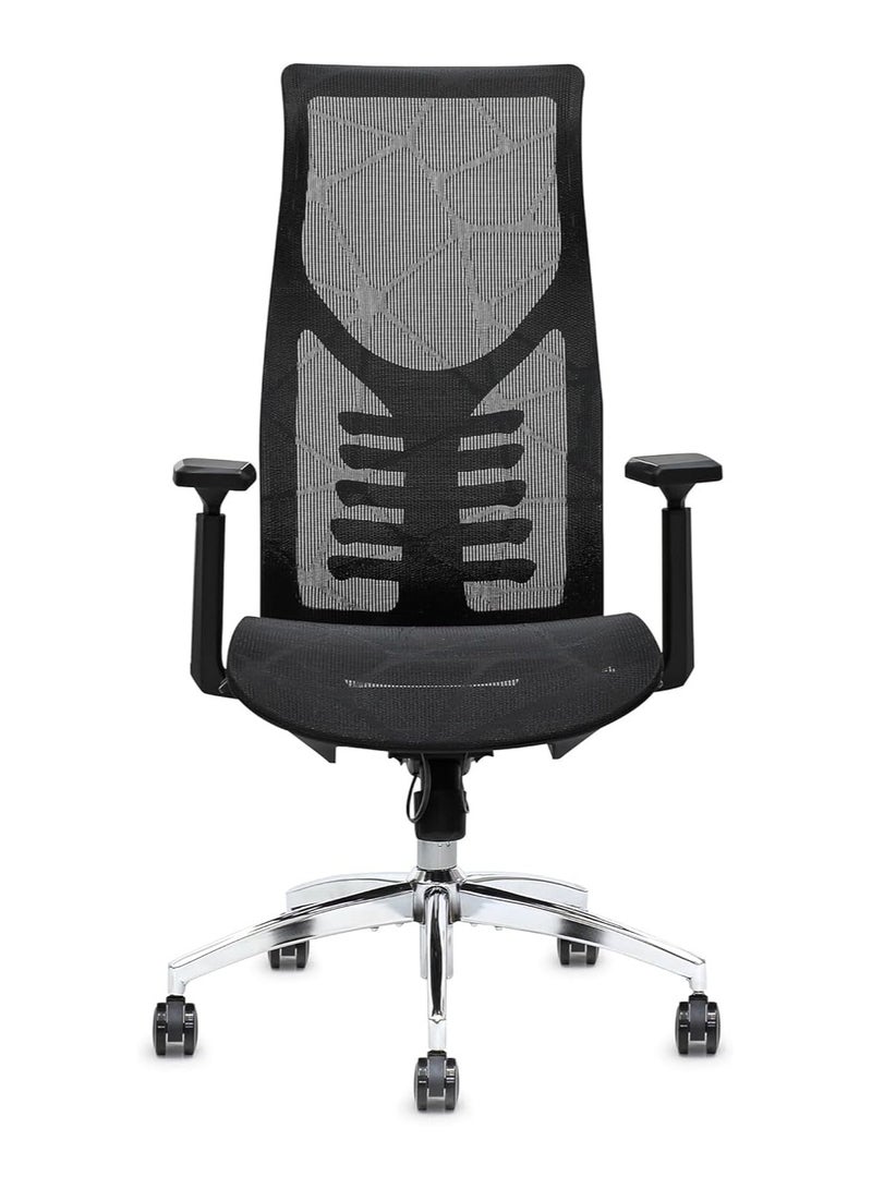 Multi Home Furniture Ergonomic Mesh Office Chair MH-2258-Black with 3D Adjustable Armrests – High-Back, Breathable, Lumbar Support & Recline Function (Black) - Image 3