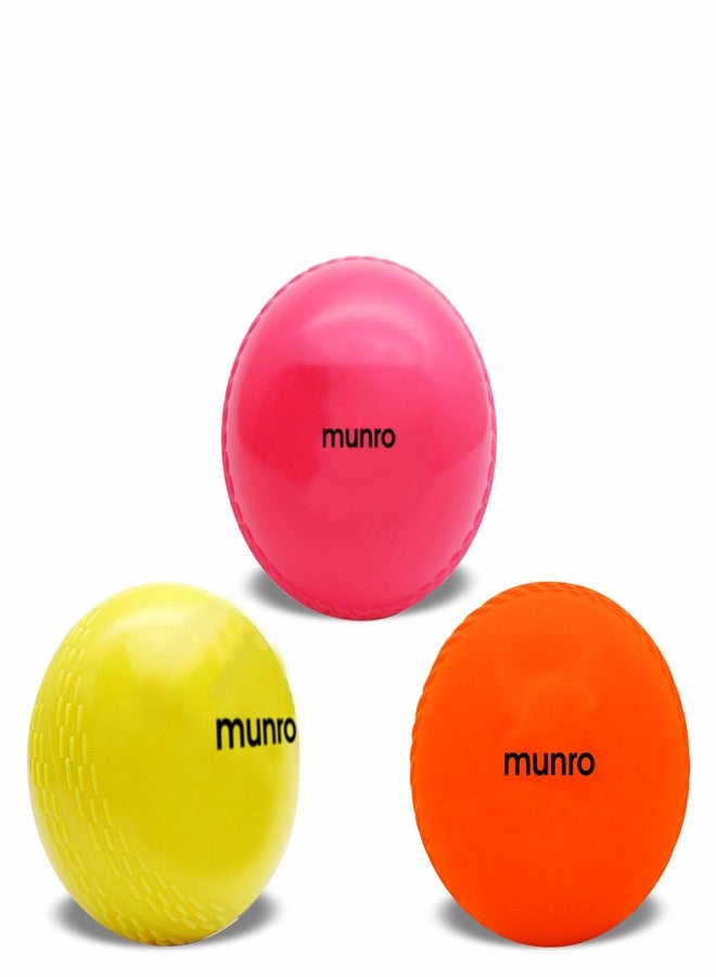 MUNRO Synthetic Bounce Cricket Wind Ball, Practice/Competitive Match, PU Ball for Indoor & Outdoor, Cricket Ball, Training Balls for Beginners (Multicolor, Pack of 3) - Image 1