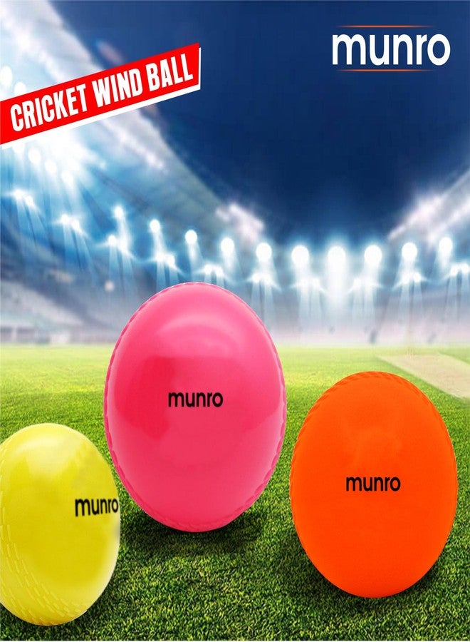 MUNRO Synthetic Bounce Cricket Wind Ball, Practice/Competitive Match, PU Ball for Indoor & Outdoor, Cricket Ball, Training Balls for Beginners (Multicolor, Pack of 3) - Image 5