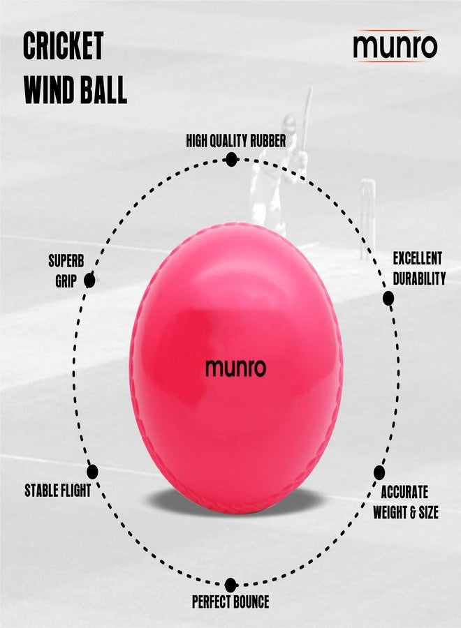 MUNRO Synthetic Bounce Cricket Wind Ball, Practice/Competitive Match, PU Ball for Indoor & Outdoor, Cricket Ball, Training Balls for Beginners (Multicolor, Pack of 3) - Image 3