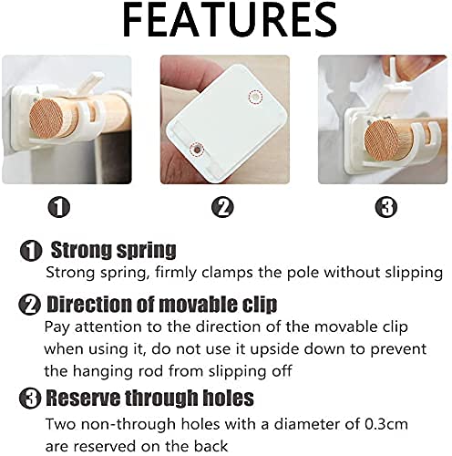 KIDINGTON Rod Holder 8 Pcs Curtains Bracket Crossbar Hook Self Adhesive Roads Hanger No Drill Brackets Fixing Holders Wall Hooks Drapery Pole - Image 3