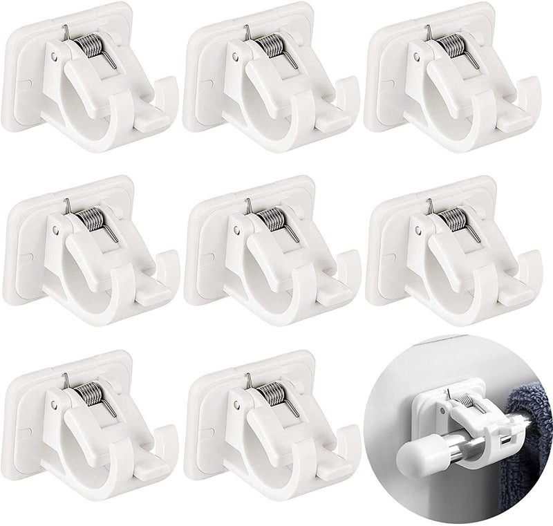 KIDINGTON Rod Holder 8 Pcs Curtains Bracket Crossbar Hook Self Adhesive Roads Hanger No Drill Brackets Fixing Holders Wall Hooks Drapery Pole - Image 1