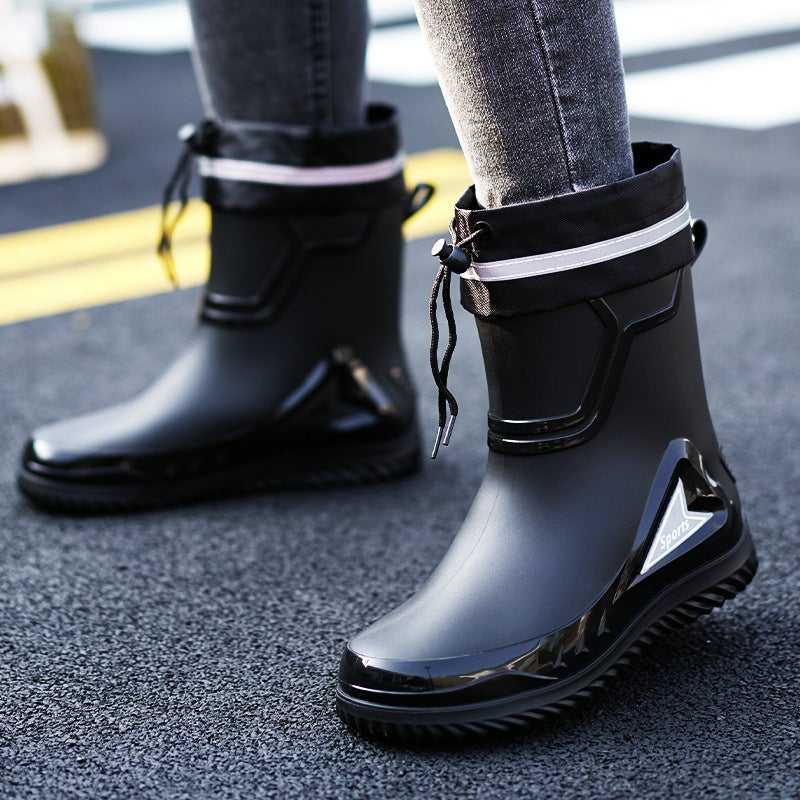 High-End Rain Boots Men'S Nipple Rain-Proof Waterproof Shoes Short Mid-Barrel Non-Slip Take-Out Riders Special Rain Boots Rubber Shoes For Men And Women - Image 2