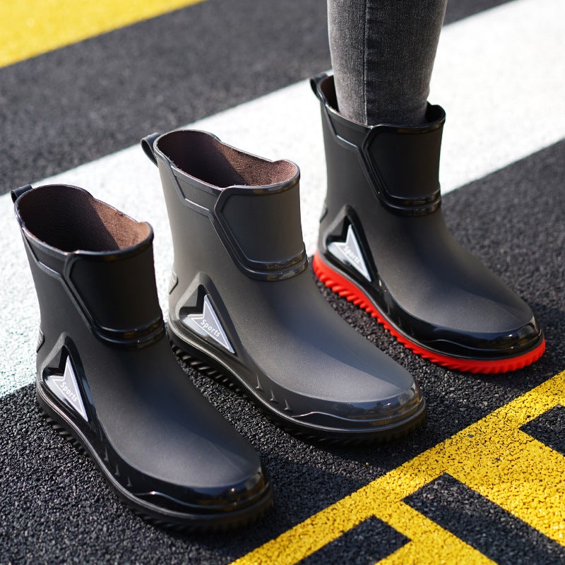 High-End Rain Boots Men'S Nipple Rain-Proof Waterproof Shoes Short Mid-Barrel Non-Slip Take-Out Riders Special Rain Boots Rubber Shoes For Men And Women - Image 4