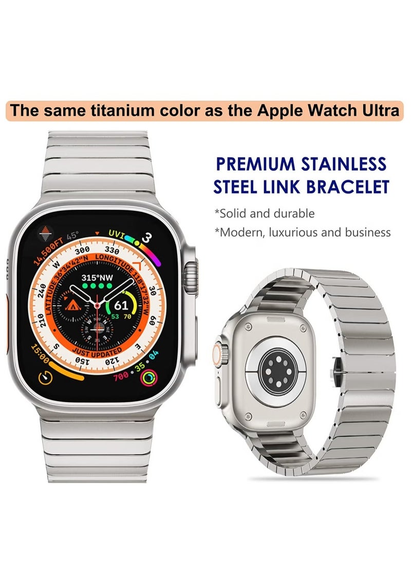 ELTRAZONE Steel Band for Apple Watch Ultra 49mm/45mm/44mm/42mm – Durable Metal Strap with Adjustable Folding Clasp, Compatible with iWatch Series 3/2/1, Stylish Band for Men & Women - Image 2