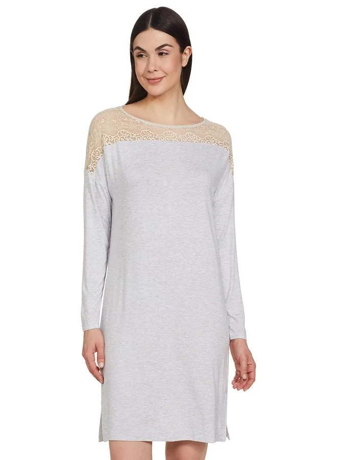 ترايامف Triumph Women's Amourette NDK LSL 01 X Nightgown (H000136_Medium Grey Melange_XL)