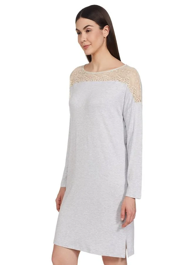 ترايامف Triumph Women's Amourette NDK LSL 01 X Nightgown (H000136_Medium Grey Melange_XL)