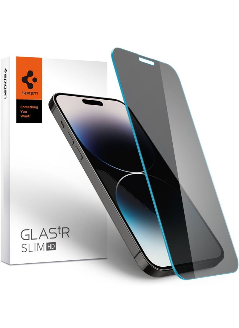 Spigen Glastr Slim HD (Privacy) Premium Tempered Glass for iPhone 14 Pro Max Screen Protector - Case Friendly  - Image 1