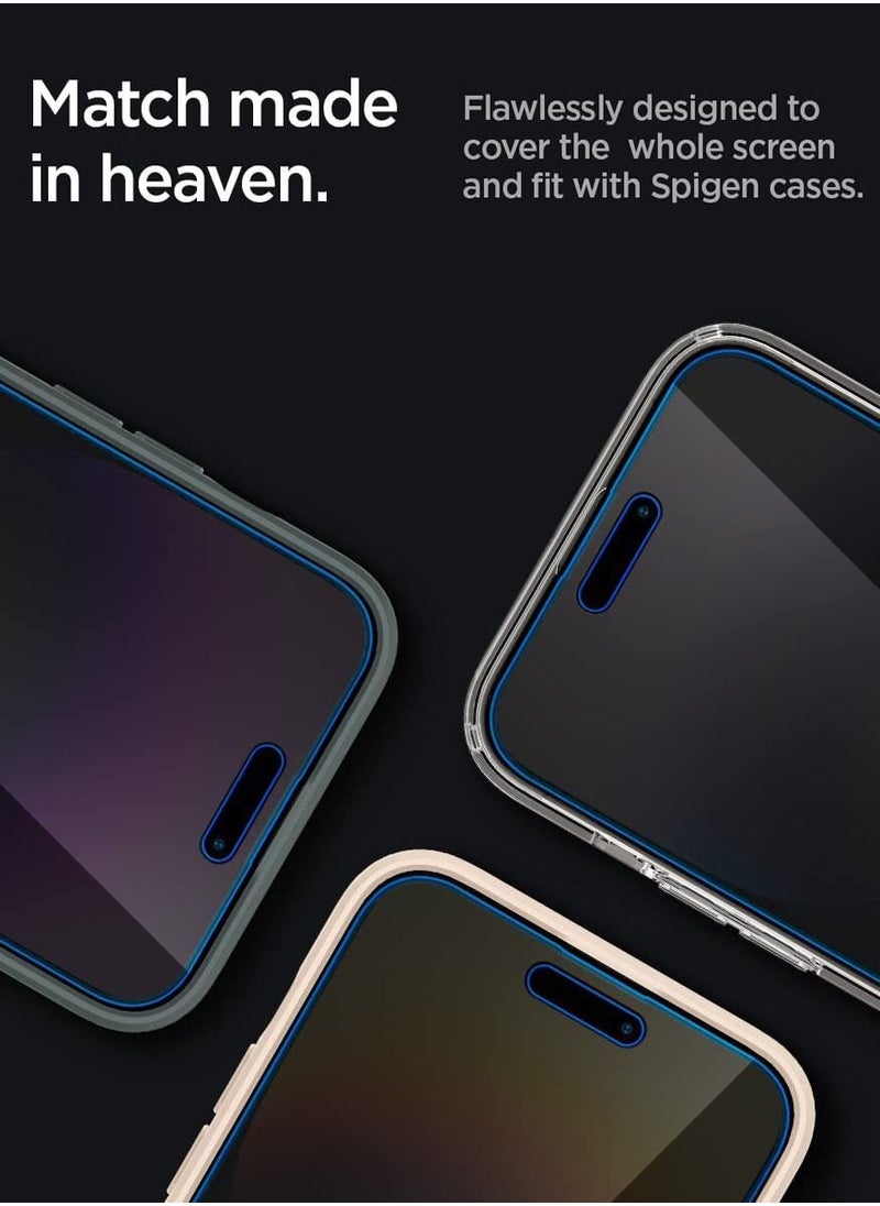 Spigen Glastr Slim HD (Privacy) Premium Tempered Glass for iPhone 14 Pro Max Screen Protector - Case Friendly  - Image 5