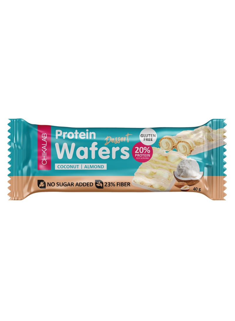 Chikalab Protein Wafers Dessert Coconut Almond Filling Gluten Free & No Sugar Added 12x40g - Image 2