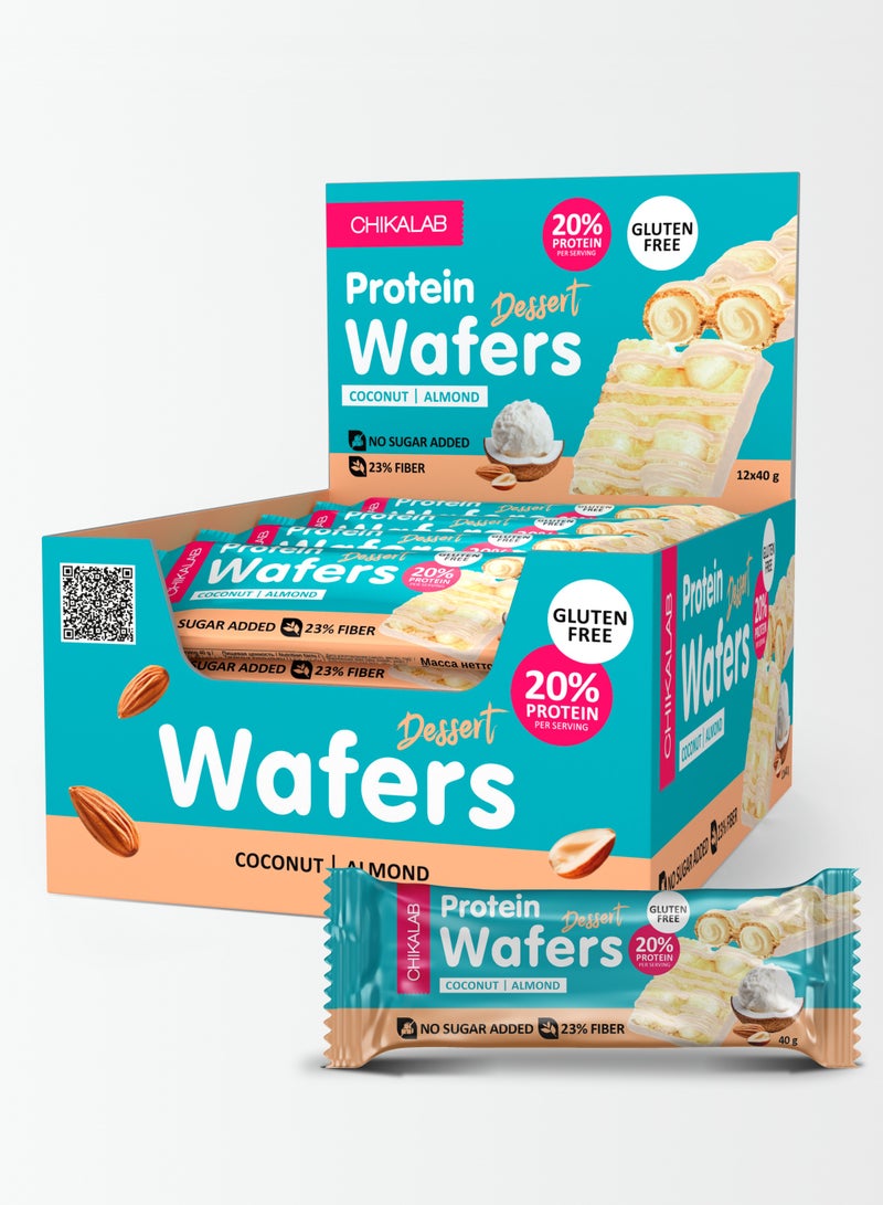 Chikalab Protein Wafers Dessert Coconut Almond Filling Gluten Free & No Sugar Added 12x40g - Image 3