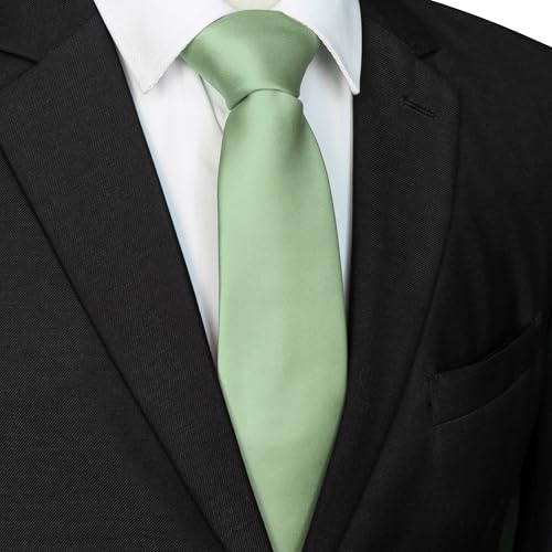 JEMYGINS Sage Green Tie Mens Necktie for Wedding and Business(8cm) - Image 3