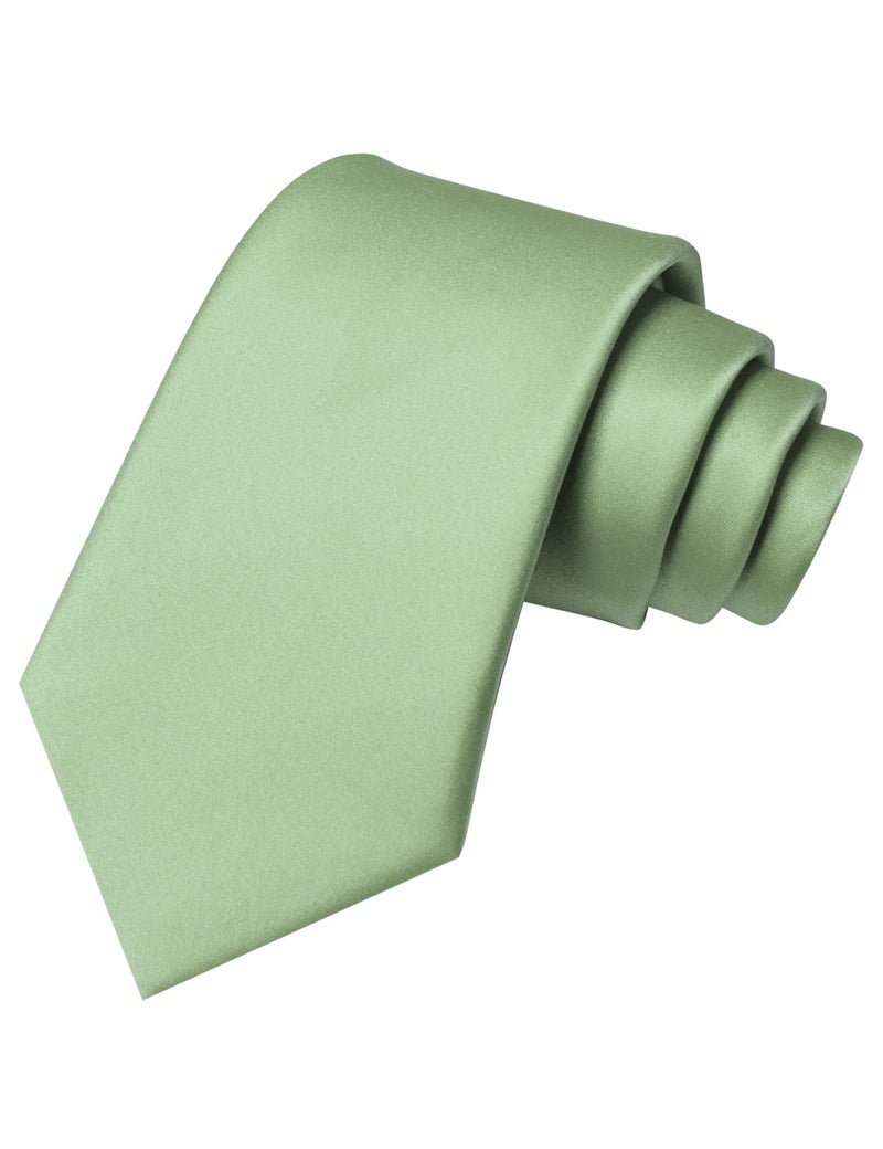 JEMYGINS Sage Green Tie Mens Necktie for Wedding and Business(8cm) - Image 5