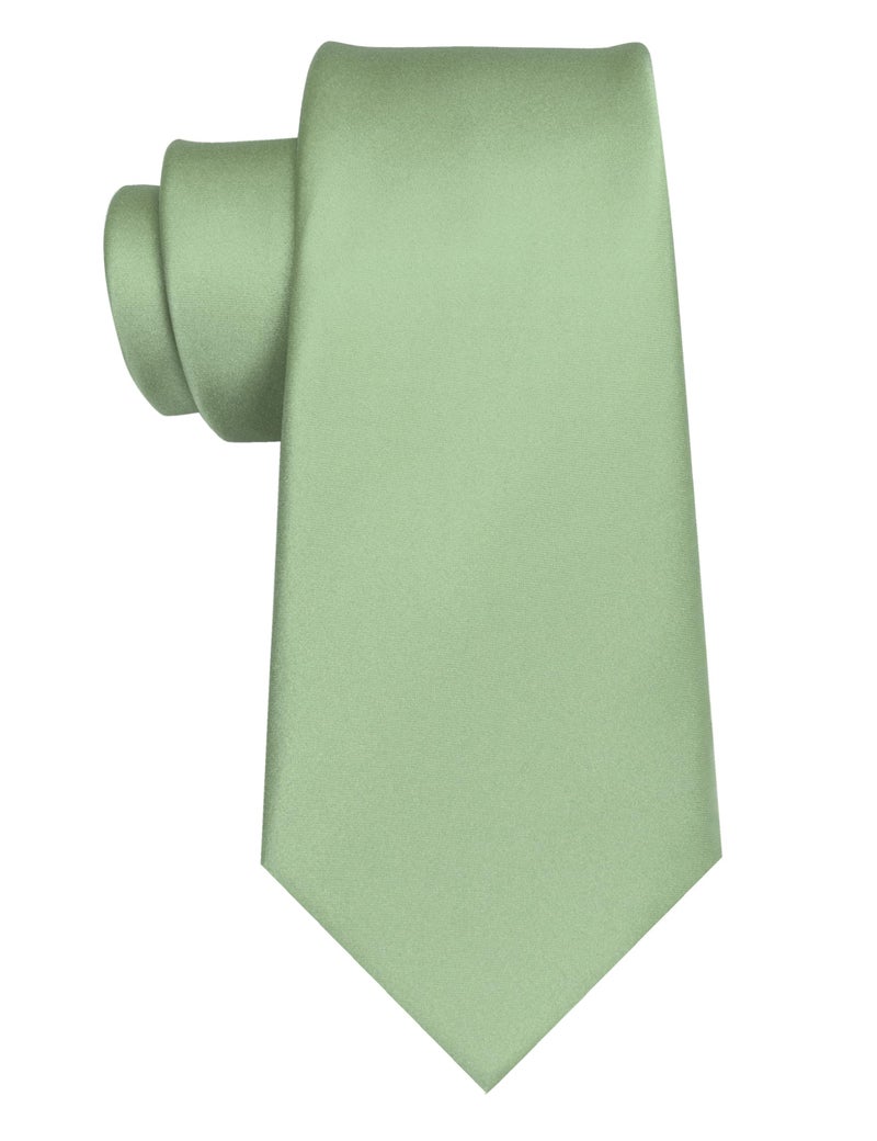 JEMYGINS Sage Green Tie Mens Necktie for Wedding and Business(8cm) - Image 4
