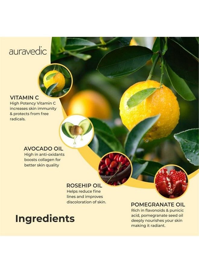 Auravedic - Vitamin C Oil Detan Cream Vitamin C Serum Oil With Rosehip Almond Oil De Tan Cream With Turmeric Licorice Papaya Face Cream For Glowing Skin All Natural Paraben Free 100Ml 100Gms - Image 1