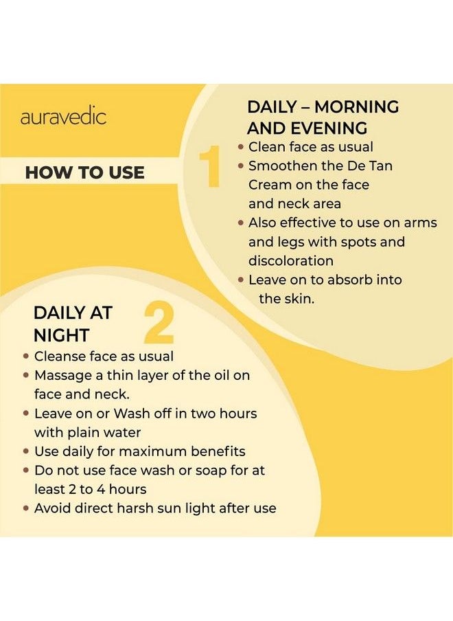 Auravedic - Vitamin C Oil Detan Cream Vitamin C Serum Oil With Rosehip Almond Oil De Tan Cream With Turmeric Licorice Papaya Face Cream For Glowing Skin All Natural Paraben Free 100Ml 100Gms - Image 1