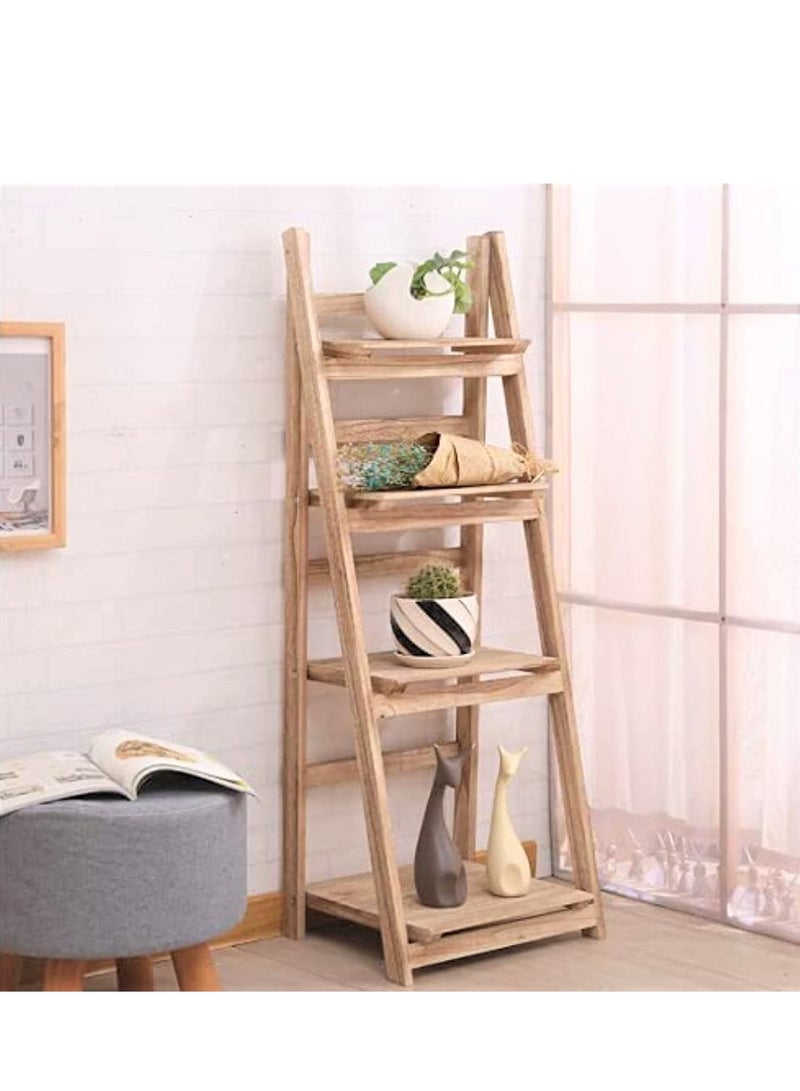 LINGWEI Wooden Foldable Flower Stand Beige 42x32x114cm  - Image 2