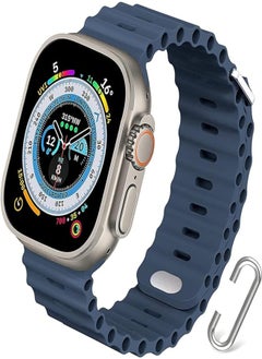 Generic Silicone Hole Wavy Strap Compatible with Apple watch series 8 Ultra 49mm dark blue