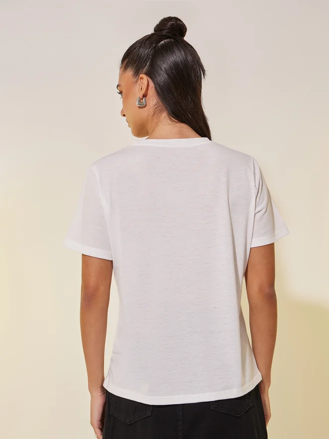 Take Two Take Two Slogan Print Round Neck T-Shirt
