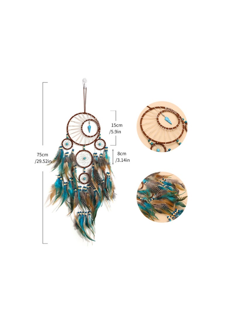 Littlear Dream Catcher Handmade Turquoise Dream Catchers with Feathers Wall Hanging Home Decor Dia - Image 5