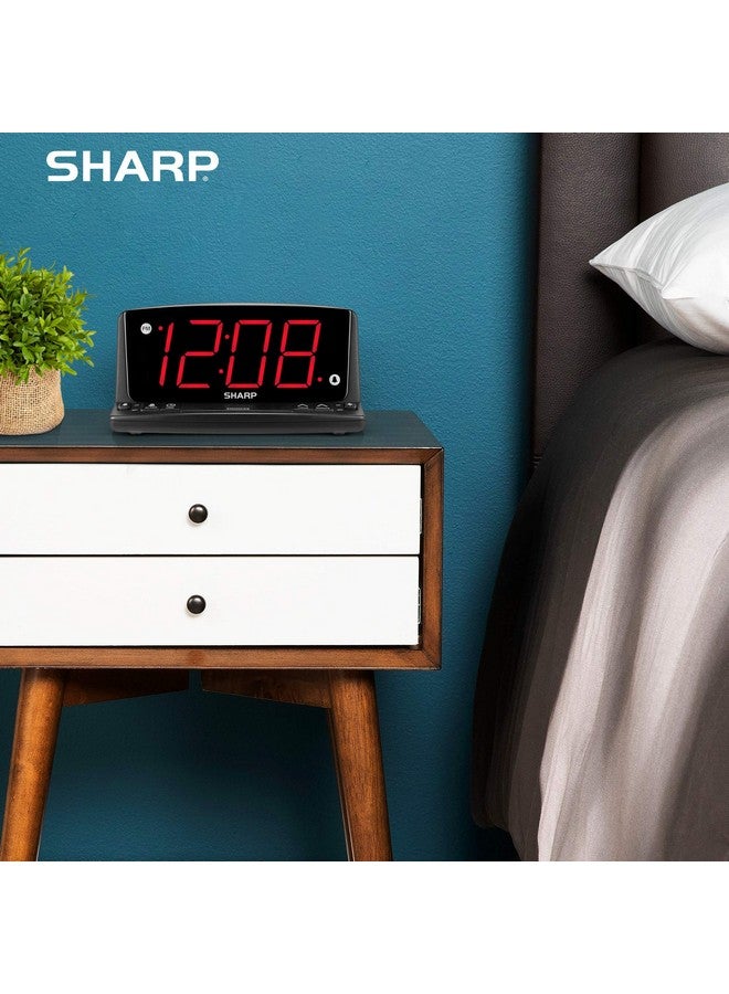 SHARP LED Digital Alarm Clock - Simple Operation - Easy to See Large Numbers, Built in Night Light, Loud Beep Alarm with Snooze, Bright Big Red Digit Display - Image 4