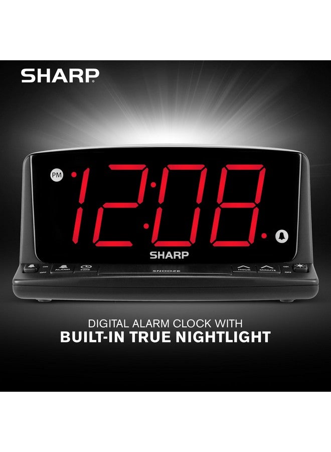 SHARP LED Digital Alarm Clock - Simple Operation - Easy to See Large Numbers, Built in Night Light, Loud Beep Alarm with Snooze, Bright Big Red Digit Display - Image 2