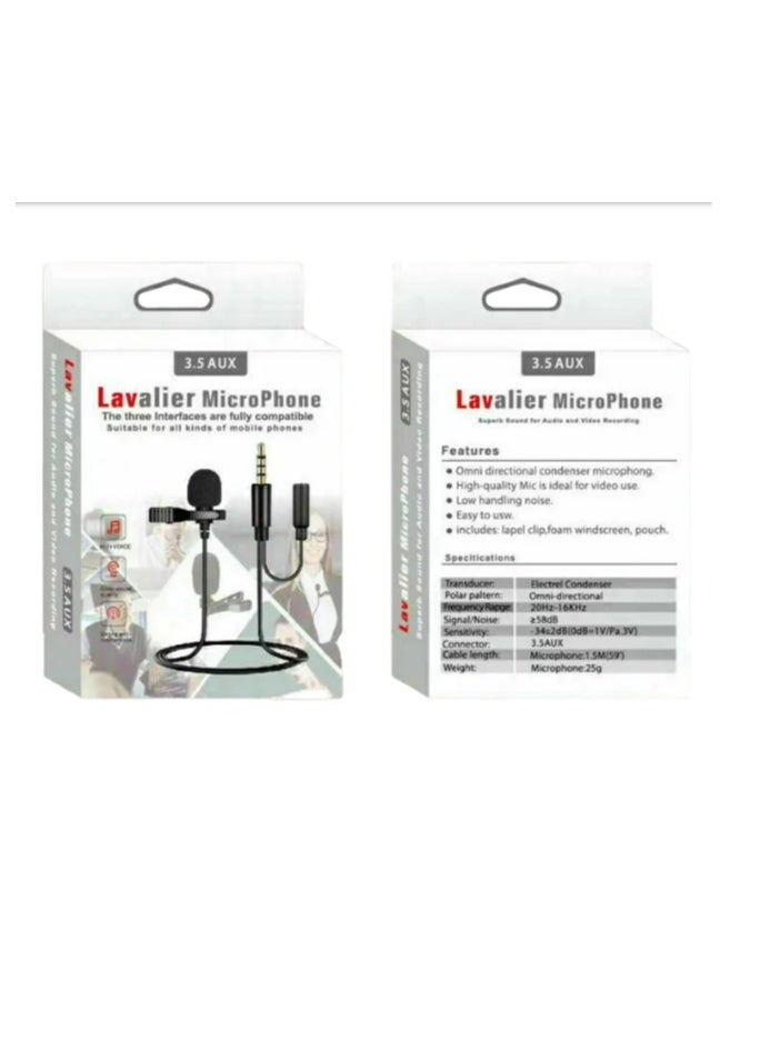LAVALIER - Professional Lavalier Mic - Lavalier Microphone - Wired (3.5 mm TRS) - Unidirectional - Karaoke - Image 1