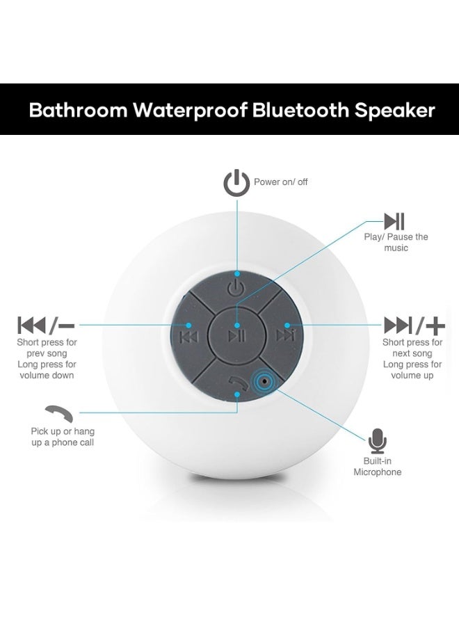 Portable Waterproof Bluetooth Speaker with Suction Cup – 2025 Upgraded Hi-Fi Sound, Bass Boost, Built-in Microphone, Hands-Free Calling, Shower/Car/Outdoor Speaker, USB-C – Red - Image 2