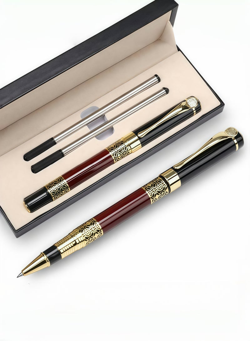 ARUWA Luxury Ballpoint Pen Set-Premium Ink (0.5mm) with Chrome Trim, 2 Ink Refills, Elegant Gift Box for Students & Executives, Perfect for Office Use - Image 1