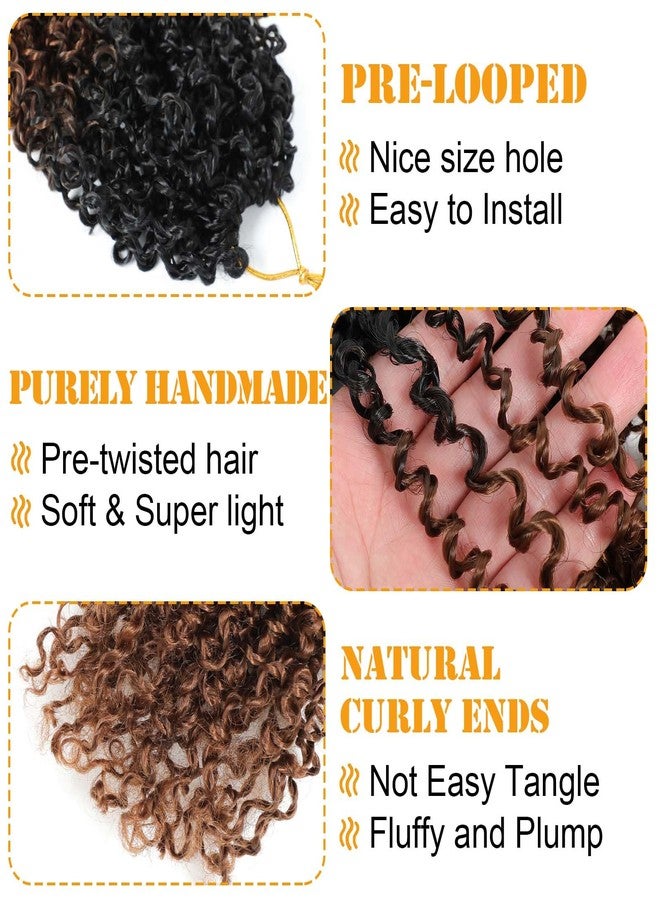 Aksice 12 Inch Yanky Twist Crochet Hair Pre-looped 8 Packs Ombre Brown Spring Twists Hair Senegalese Twist Crochet Hair with Curly Ends Synthetic Crochet Braids (1B/30#) - Image 3